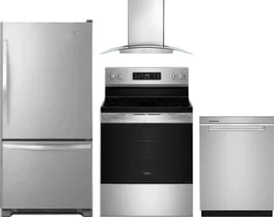 4 Piece Package Includes Refrigerator, Range, Hood And Dishwasher