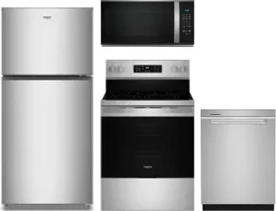 4 Piece Package Includes Refrigerator, Range, Microwave And Dishwasher