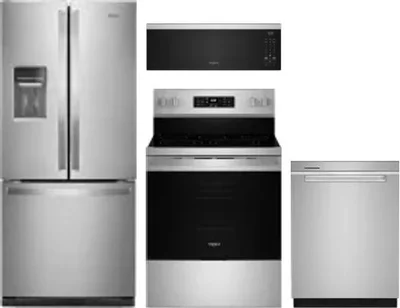 4 Piece Package Includes Refrigerator, Range, Microwave And Dishwasher