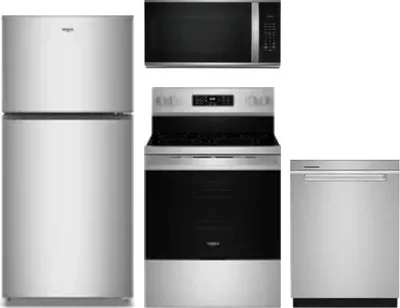 4 Piece Package Includes Refrigerator, Range, Microwave And Dishwasher