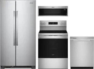 4 Piece Package Includes Refrigerator, Range, Microwave And Dishwasher