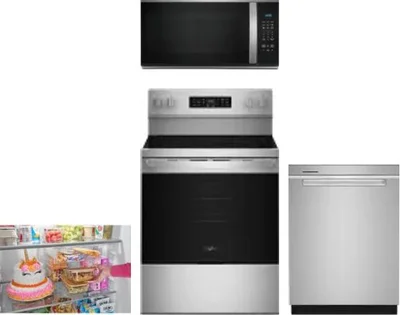 4 Piece Package Includes Refrigerator, Range, Microwave And Dishwasher