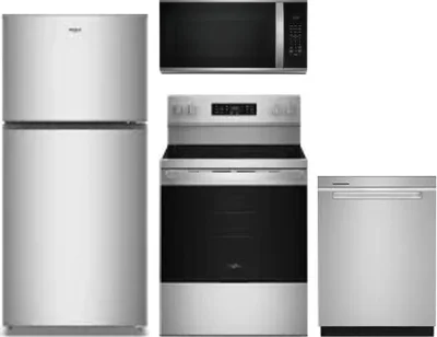 4 Piece Package Includes Refrigerator, Range, Microwave And Dishwasher