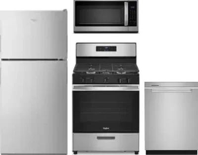 4 Piece Package Includes Refrigerator, Range, Microwave And Dishwasher