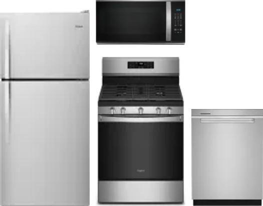 4 Piece Package Includes Refrigerator, Range, Microwave And Dishwasher