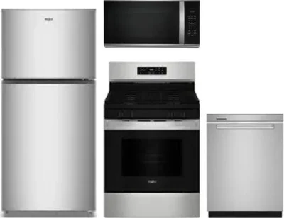 4 Piece Package Includes Refrigerator, Range, Microwave And Dishwasher