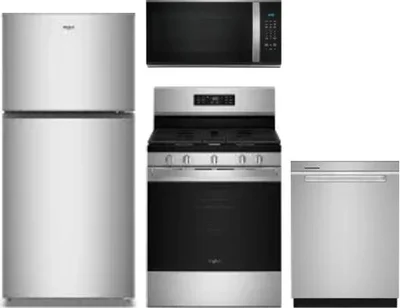 4 Piece Package Includes Refrigerator, Range, Microwave And Dishwasher