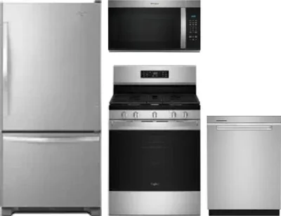 4 Piece Package Includes Refrigerator, Range, Microwave And Dishwasher