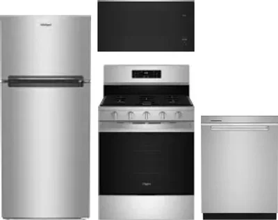 4 Piece Package Includes Refrigerator, Range, Microwave And Dishwasher