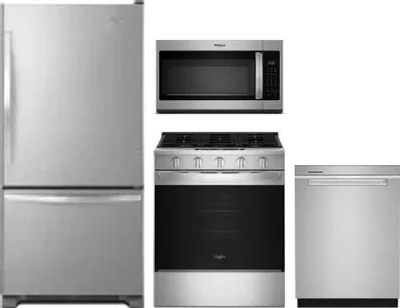4 Piece Package Includes Refrigerator, Range, Microwave And Dishwasher