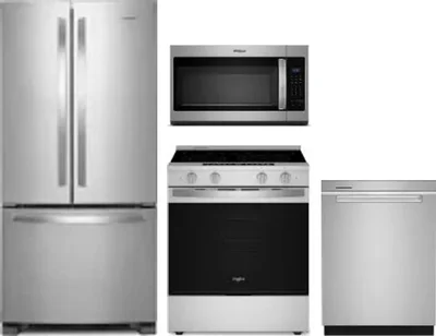 4 Piece Package Includes Refrigerator, Range, Microwave And Dishwasher