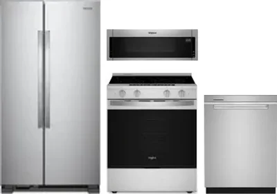 4 Piece Package Includes Refrigerator, Range, Microwave And Dishwasher