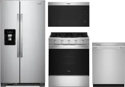 4 Piece Package Includes Refrigerator, Range, Microwave And Dishwasher
