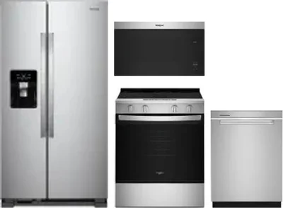 4 Piece Package Includes Refrigerator, Range, Microwave And Dishwasher