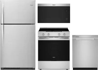 4 Piece Package Includes Refrigerator, Range, Microwave And Dishwasher