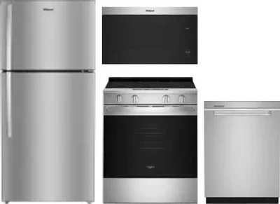 4 Piece Package Includes Refrigerator, Range, Microwave And Dishwasher