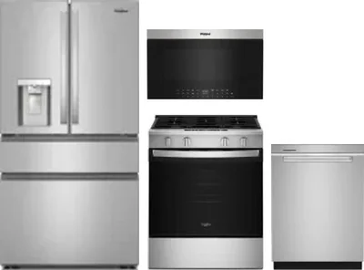 4 Piece Package Includes Refrigerator, Range, Microwave And Dishwasher