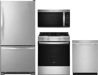 4 Piece Package Includes Refrigerator, Range, Microwave And Dishwasher