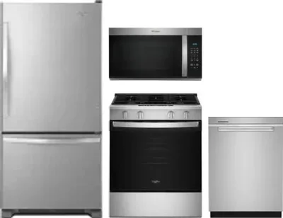 4 Piece Package Includes Refrigerator, Range, Microwave And Dishwasher