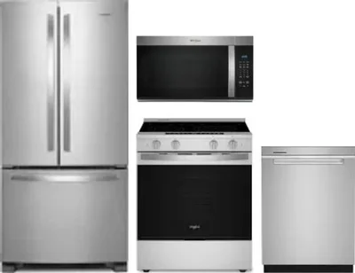 4 Piece Package Includes Refrigerator, Range, Microwave And Dishwasher