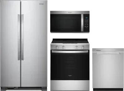 4 Piece Package Includes Refrigerator, Range, Microwave And Dishwasher