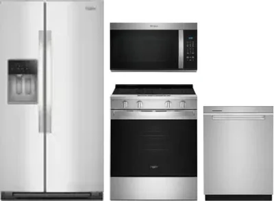 4 Piece Package Includes Refrigerator, Range, Microwave And Dishwasher