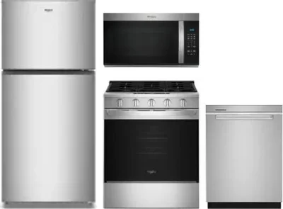 4 Piece Package Includes Refrigerator, Range, Microwave And Dishwasher