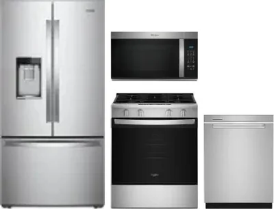 4 Piece Package Includes Refrigerator, Range, Microwave And Dishwasher