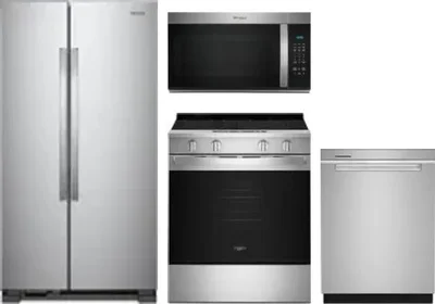 4 Piece Package Includes Refrigerator, Range, Microwave And Dishwasher