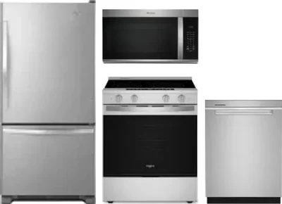 4 Piece Package Includes Refrigerator, Range, Microwave And Dishwasher
