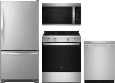 4 Piece Package Includes Refrigerator, Range, Microwave And Dishwasher
