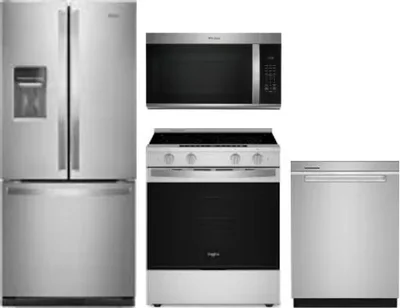 4 Piece Package Includes Refrigerator, Range, Microwave And Dishwasher
