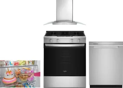 4 Piece Package Includes Refrigerator, Range, Hood And Dishwasher