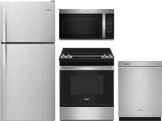 4 Piece Package Includes Refrigerator, Range, Microwave And Dishwasher