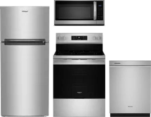 4 Piece Package Includes Refrigerator, Range, Microwave And Dishwasher