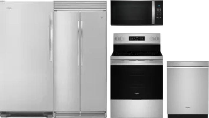 5 Piece Package Includes Refrigerator, Freezer, Range, Microwave And Dishwasher