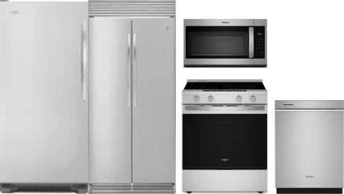 5 Piece Package Includes Refrigerator, Freezer, Range, Microwave And Dishwasher