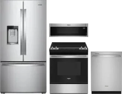 4 Piece Package Includes Refrigerator, Range, Microwave And Dishwasher