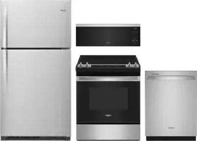 4 Piece Package Includes Refrigerator, Range, Microwave And Dishwasher