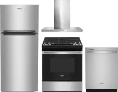 4 Piece Package Includes Refrigerator, Range, Hood And Dishwasher