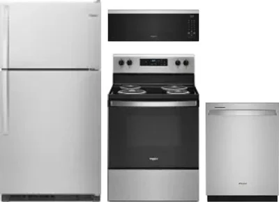 4 Piece Package Includes Refrigerator, Range, Microwave And Dishwasher