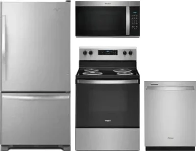 4 Piece Package Includes Refrigerator, Range, Microwave And Dishwasher