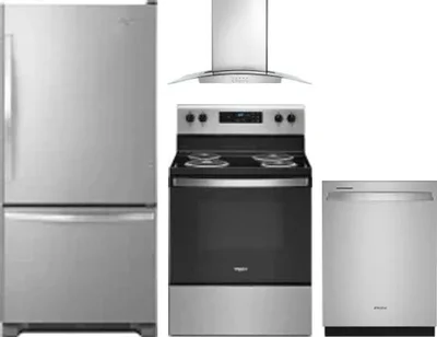 4 Piece Package Includes Refrigerator, Range, Hood And Dishwasher