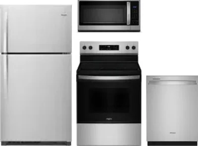 4 Piece Package Includes Refrigerator, Range, Microwave And Dishwasher