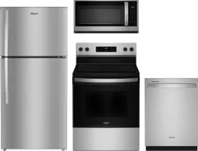 4 Piece Package Includes Refrigerator, Range, Microwave And Dishwasher