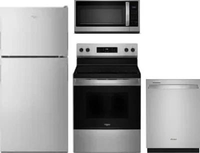 4 Piece Package Includes Refrigerator, Range, Microwave And Dishwasher