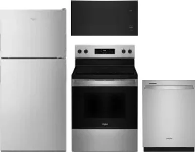 4 Piece Package Includes Refrigerator, Range, Microwave And Dishwasher
