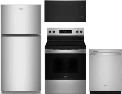 4 Piece Package Includes Refrigerator, Range, Microwave And Dishwasher