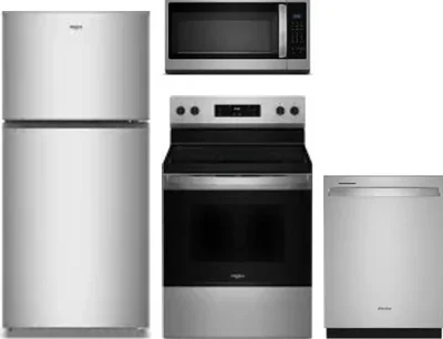 4 Piece Package Includes Refrigerator, Range, Microwave And Dishwasher