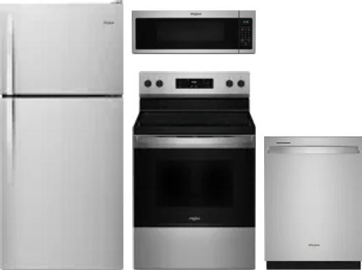 4 Piece Package Includes Refrigerator, Range, Microwave And Dishwasher